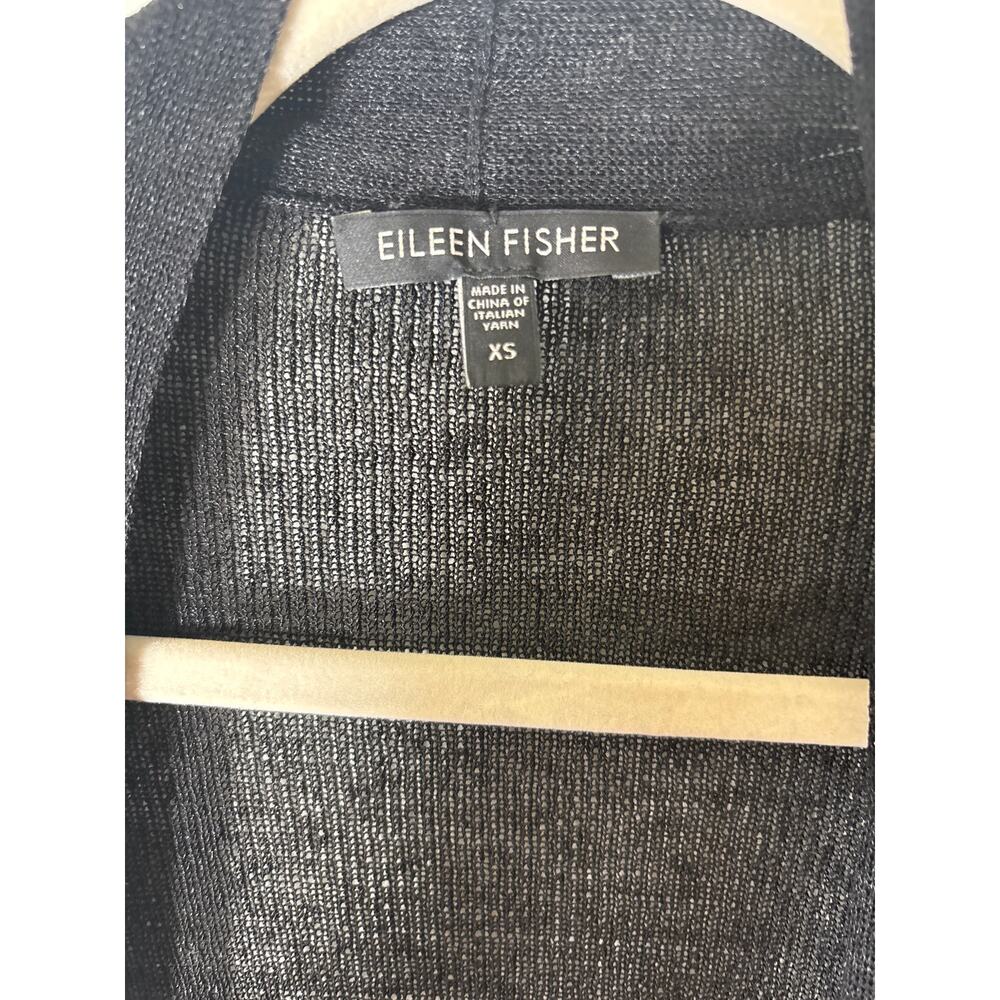 Eileen Fisher Black Long Loose Knit Open Cardigan Sz XS - Picture 2 of 3